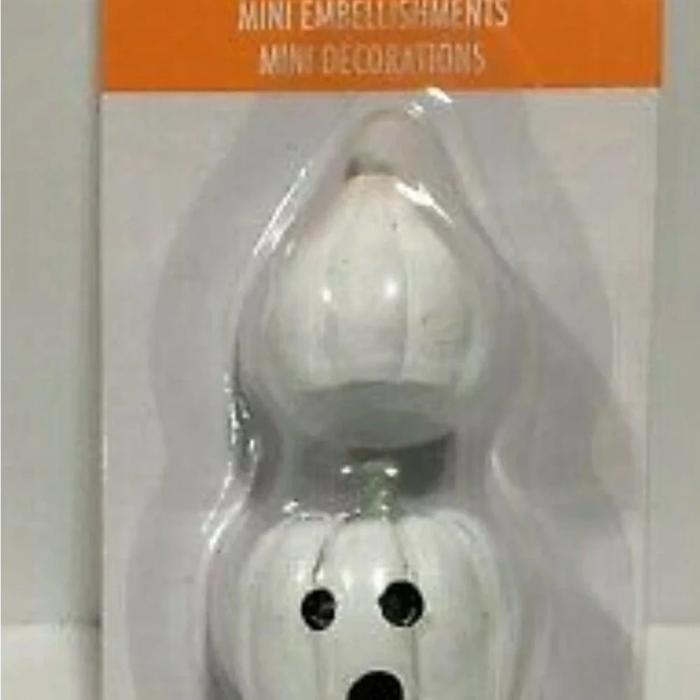 Ashland Halloween Ghostly White Mini Pumpkins lot of 2